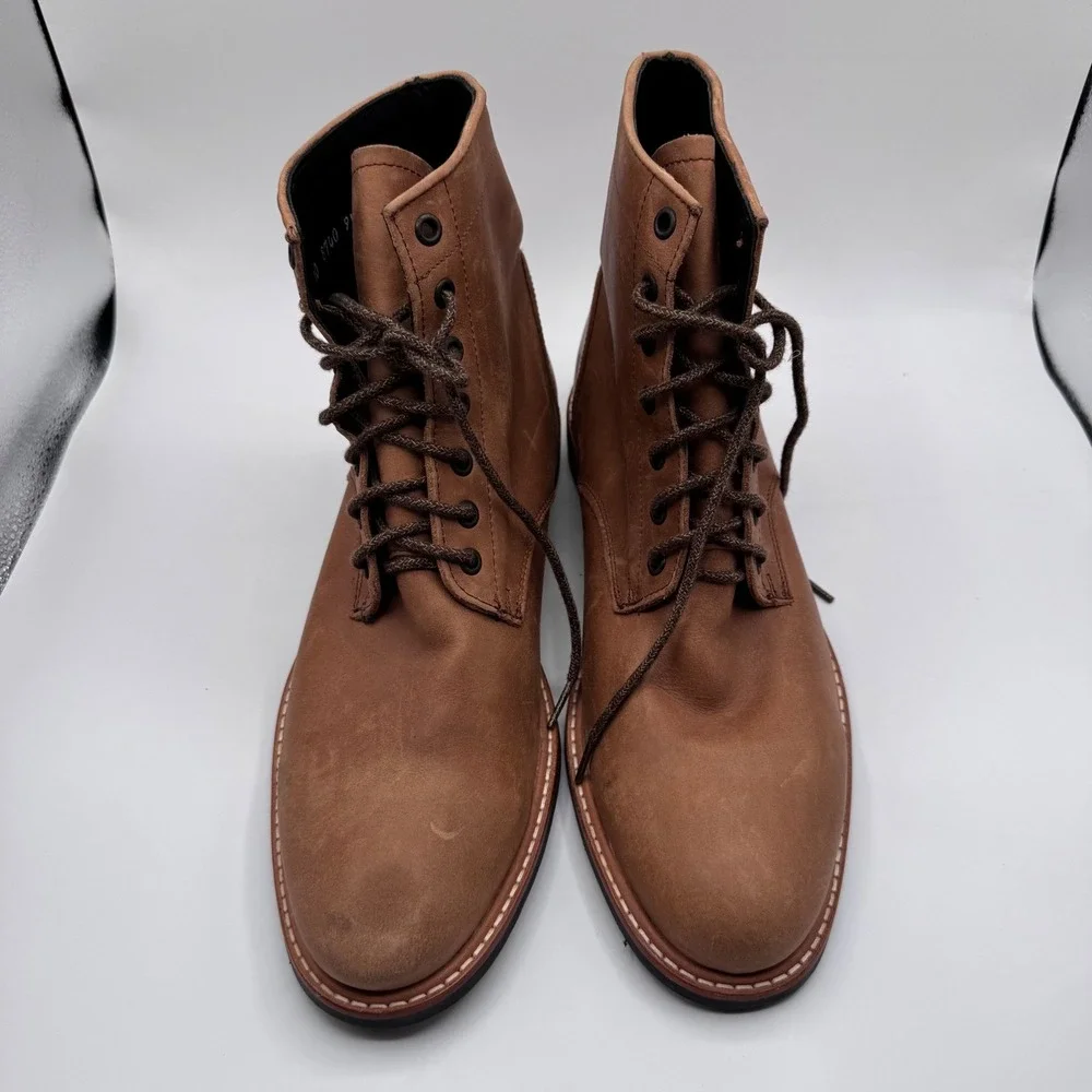 Nisolo All Weather Andres Men's 10 Tan Leather Lace Up Ankle Boots‎ Casual